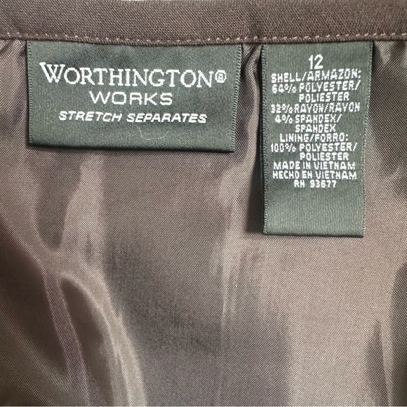 Worthingtons Works Brown Stretch Separates Pleated‎ Skirt, Size 12, MSRP $62 - Picture 3 of 5